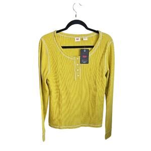 Levi's The Everyday Henley Yellow Long Sleeve Top Womens Size XL NWT